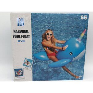 High Five Narwhal Pool Float 66" X 25" For Ages 8+